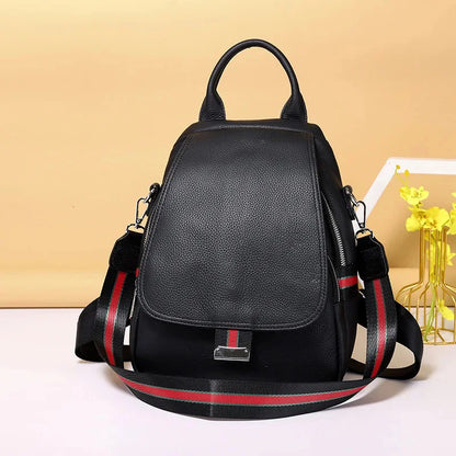Fashion genuine leather women's cowhide shoulder simple travel backpack casual student school bag for girls
