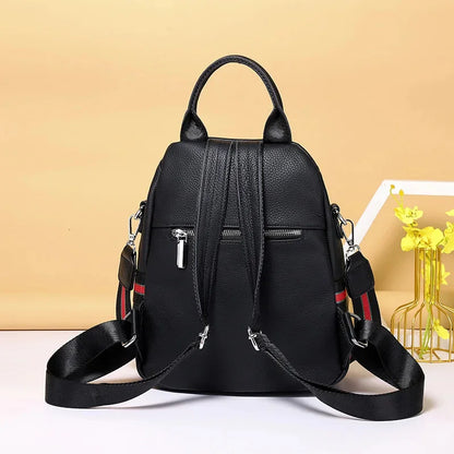 Fashion genuine leather women's cowhide shoulder simple travel backpack casual student school bag for girls