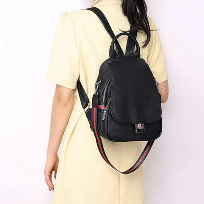 Fashion genuine leather women's cowhide shoulder simple travel backpack casual student school bag for girls