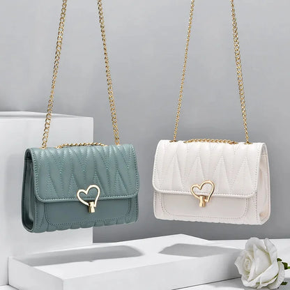 Fashion heart lock women's shoulder casual messenger cute leather female crossbody small square bag