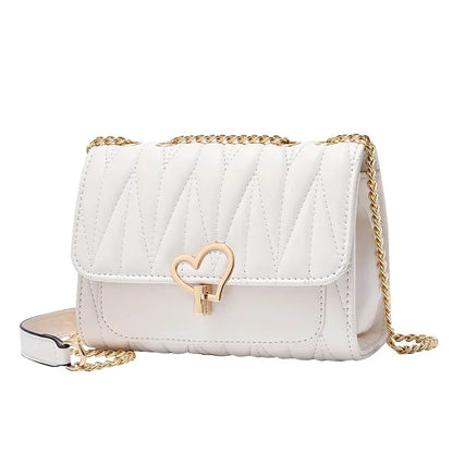 Fashion heart lock women's shoulder casual messenger cute leather female crossbody small square bag