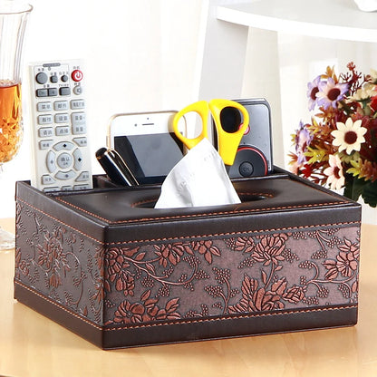 Fashion home leather desktop box tissue pumping box paper pumping box remote control table napkin paper storage box