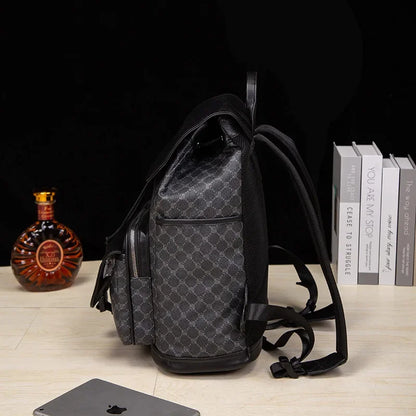 Fashion large capacity Men's luxury leather travel backpack casual student school bag business man Laptop Backpack