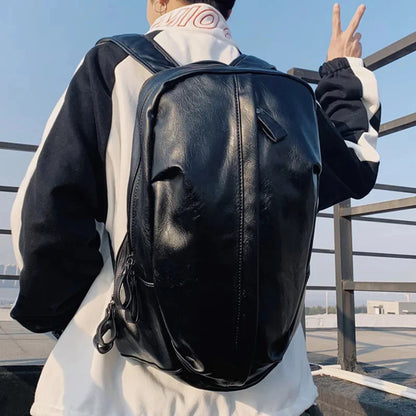 Fashion leather men's large capacity male travel backpack trendy casual student school bag for boys
