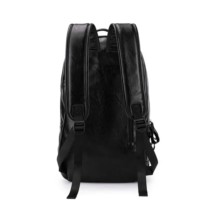 Fashion leather men's large capacity male travel backpack trendy casual student school bag for boys