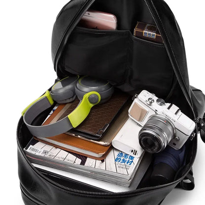 Fashion leather men's large capacity male travel backpack trendy casual student school bag for boys