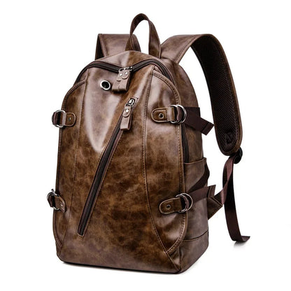 Fashion multifunction men's vintage soft leather travel backpack large capacity student school bags
