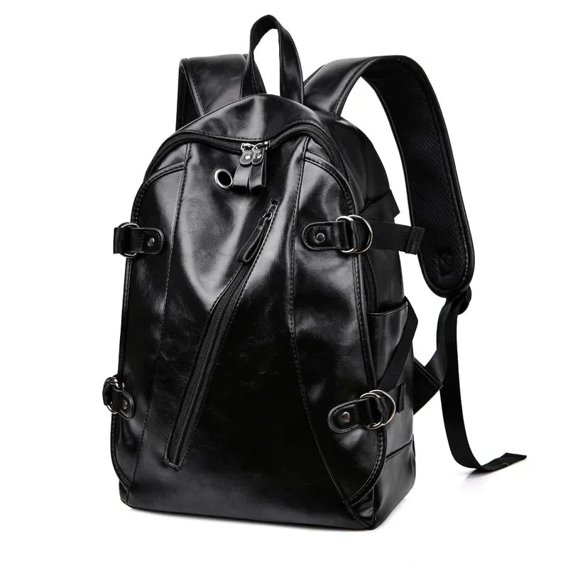 Fashion multifunction men's vintage soft leather travel backpack large capacity student school bags