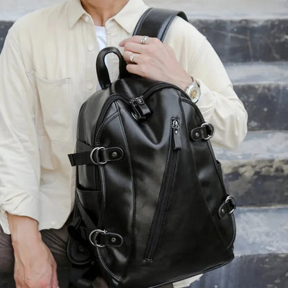Fashion multifunction men's vintage soft leather travel backpack large capacity student school bags