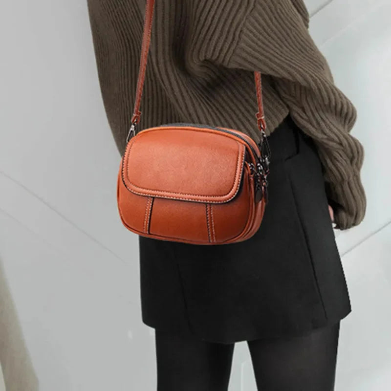 Fashion new women's shoulder simple leather messenger high quality female phone crossbody small handbag
