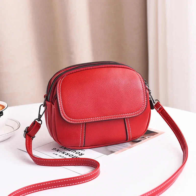 Fashion new women's shoulder simple leather messenger high quality female phone crossbody small handbag