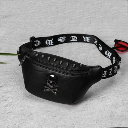 Fashion skull men's chest trendy leather male shoulder messenger outdoor crossbody bag