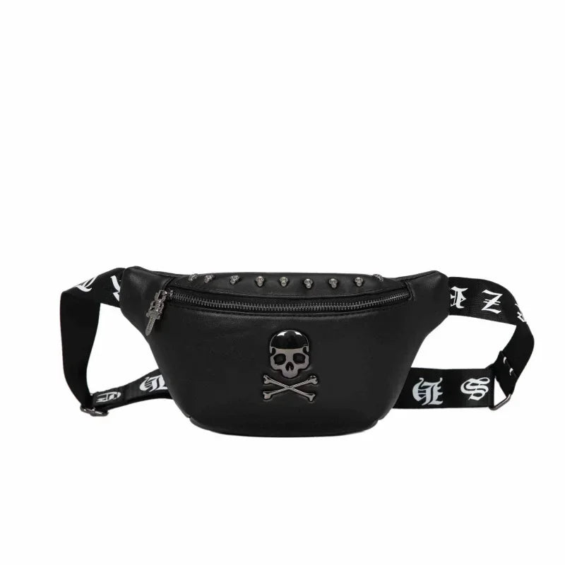 Fashion skull men's chest trendy leather male shoulder messenger outdoor crossbody bag