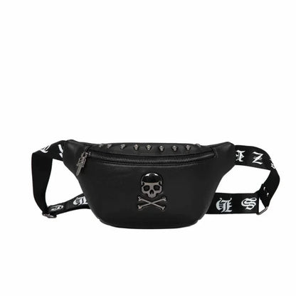 Fashion skull men's chest trendy leather male shoulder messenger outdoor crossbody bag