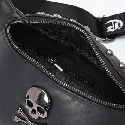Fashion skull men's chest trendy leather male shoulder messenger outdoor crossbody bag