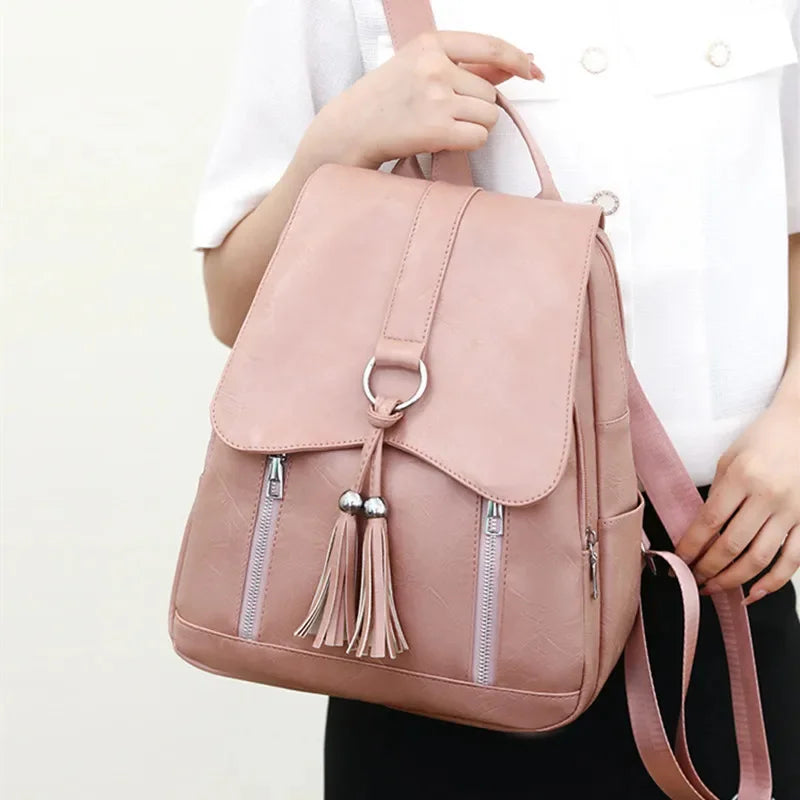 Fashiona leather women's outdoor large capacity travel backpack vintage casual Feminina school bag for girls