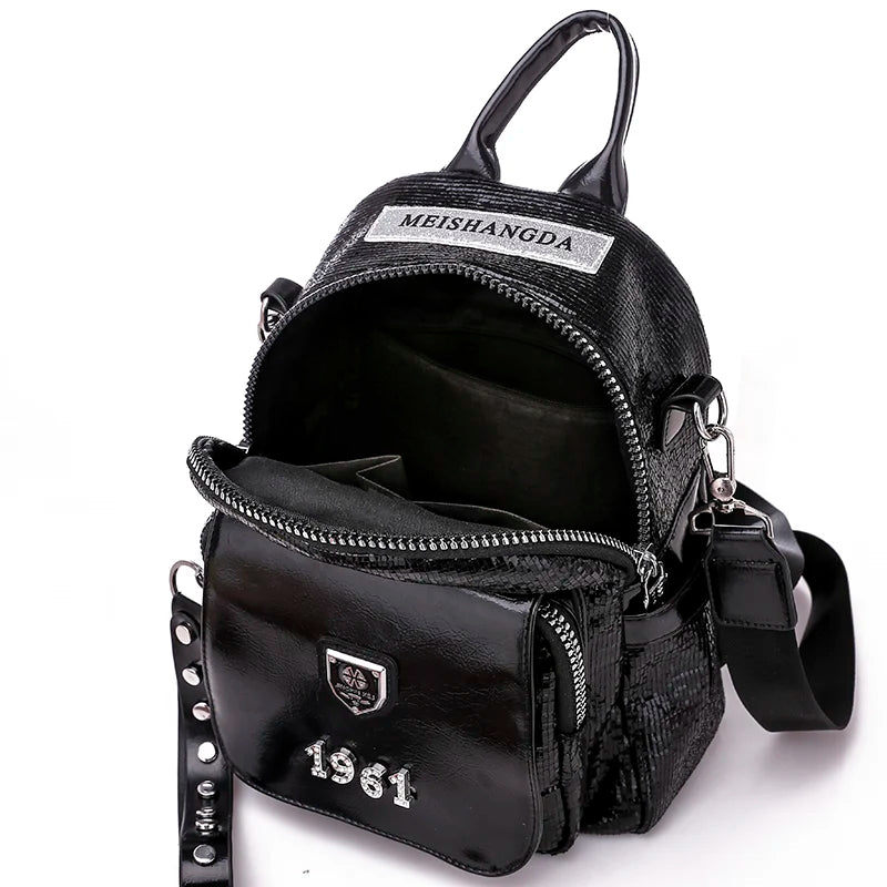 Fashionable And Shiny Backpacks With Multifunctional And Large Capacity Rivet Design Luxurious Women's Travel Backpack Mochilas