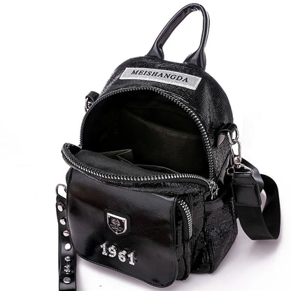 Fashionable And Shiny Backpacks With Multifunctional And Large Capacity Rivet Design Luxurious Women's Travel Backpack Mochilas