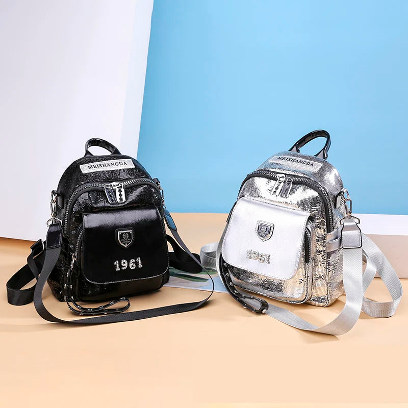 Fashionable And Shiny Backpacks With Multifunctional And Large Capacity Rivet Design Luxurious Women's Travel Backpack Mochilas