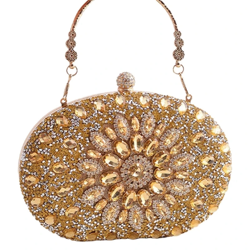 Fashionable Clutch with Dazzlings Diamond Accents Dress Bag Trendy Party Bags