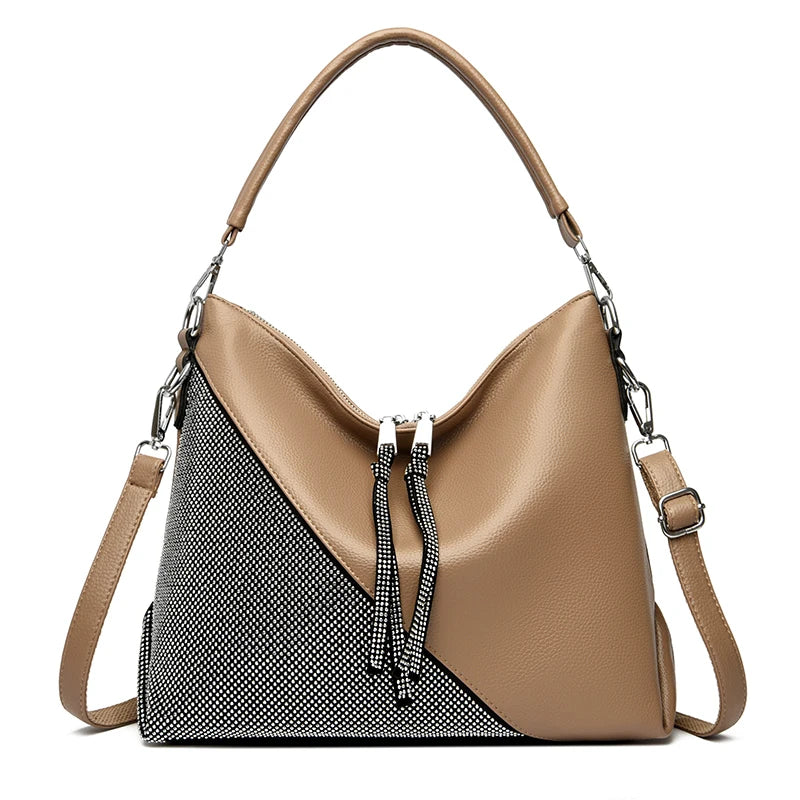 Fashionable Diamond Shoulder Bag With Large Capacity Luxurious Designer Brand Women's Handbag High Quality Leather Crossbody Bag