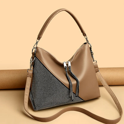 Fashionable Diamond Shoulder Bag With Large Capacity Luxurious Designer Brand Women's Handbag High Quality Leather Crossbody Bag
