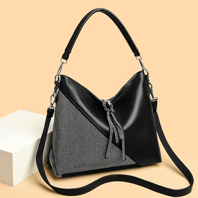 Fashionable Diamond Shoulder Bag With Large Capacity Luxurious Designer Brand Women's Handbag High Quality Leather Crossbody Bag