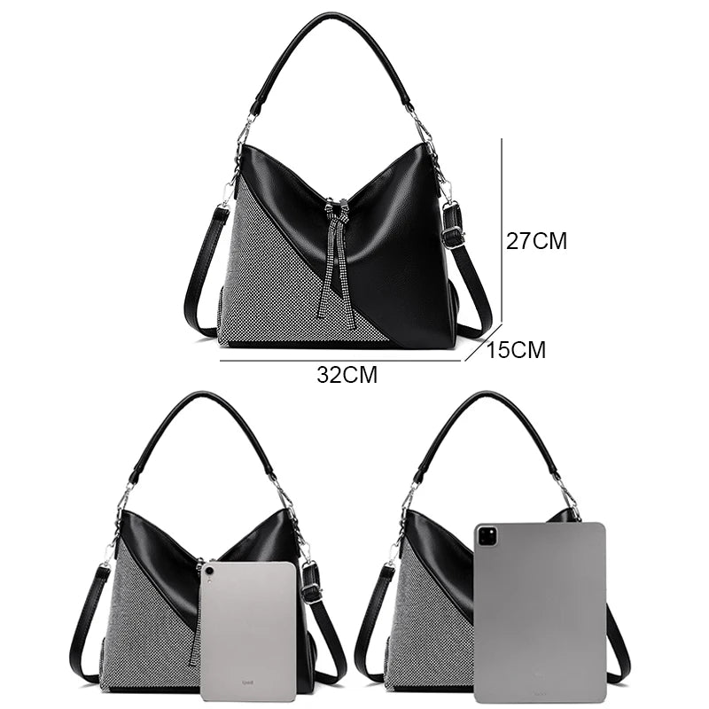 Fashionable Diamond Shoulder Bag With Large Capacity Luxurious Designer Brand Women's Handbag High Quality Leather Crossbody Bag