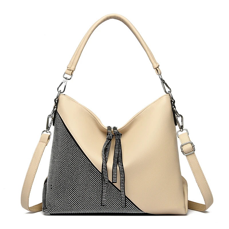 Fashionable Diamond Shoulder Bag With Large Capacity Luxurious Designer Brand Women's Handbag High Quality Leather Crossbody Bag