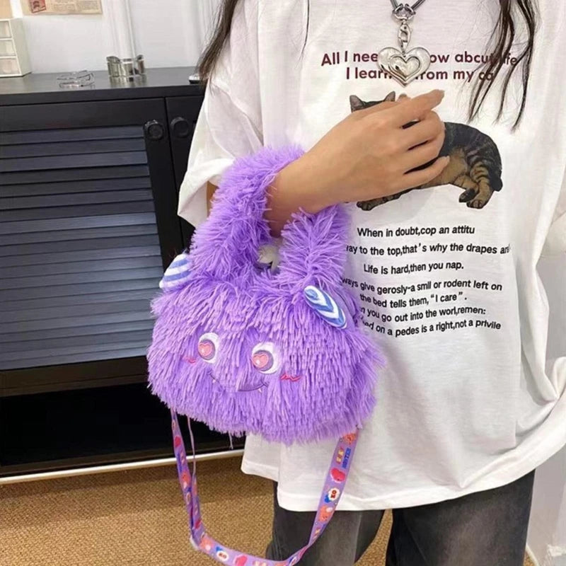 Fashionable Girls Bag Women Plush Tote Autumn/Winter Handbag Elegant Ladies Bag