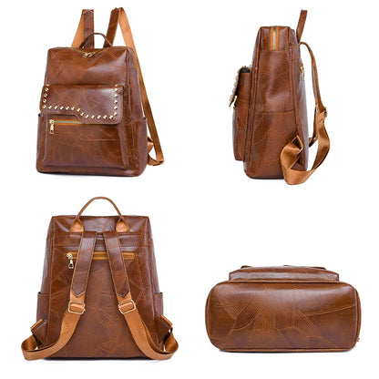 Fashionable New Rivet Design Backpacks High Quality Leather Large Capacity Travel Mochilas Luxury Brand Women's Backpack Sac