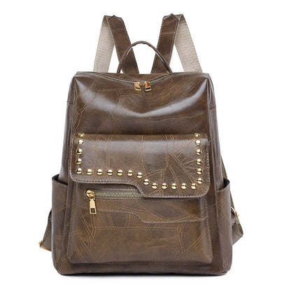 Fashionable New Rivet Design Backpacks High Quality Leather Large Capacity Travel Mochilas Luxury Brand Women's Backpack Sac