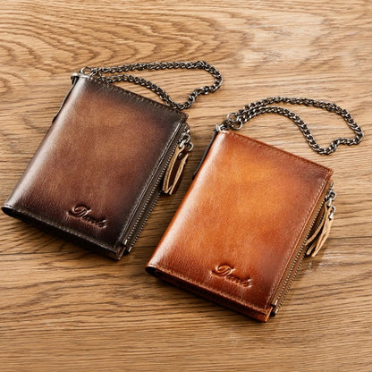 Fashionable PU Wallet with Blocking and Chain Zipper Coin Purse Fashionable and Functional Card Holder
