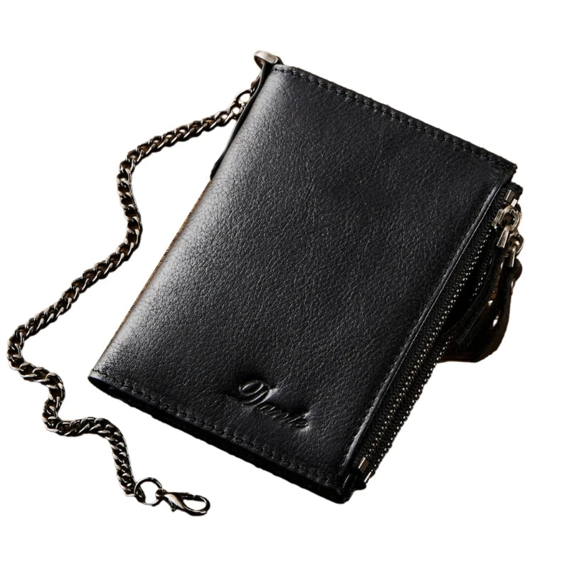 Fashionable PU Wallet with Blocking and Chain Zipper Coin Purse Fashionable and Functional Card Holder