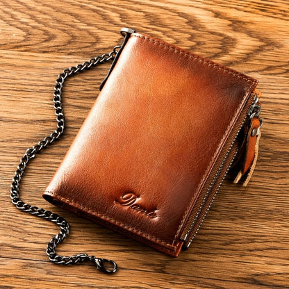 Fashionable PU Wallet with Blocking and Chain Zipper Coin Purse Fashionable and Functional Card Holder