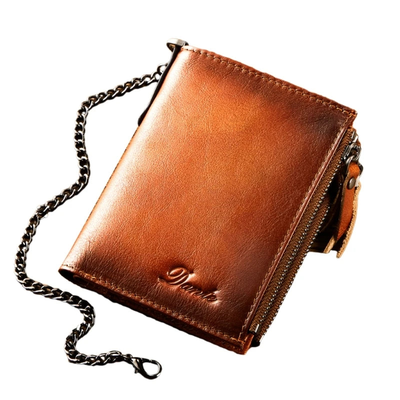 Fashionable PU Wallet with Blocking and Chain Zipper Coin Purse Fashionable and Functional Card Holder