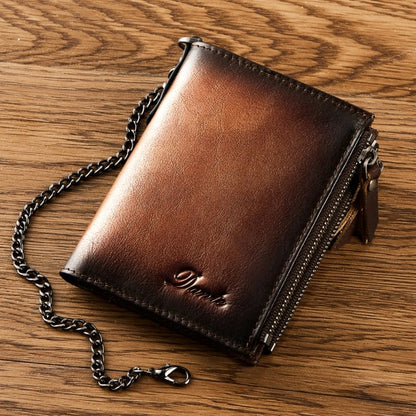 Fashionable PU Wallet with Blocking and Chain Zipper Coin Purse Fashionable and Functional Card Holder