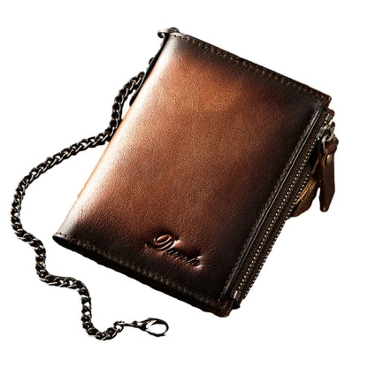Fashionable PU Wallet with Blocking and Chain Zipper Coin Purse Fashionable and Functional Card Holder