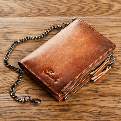Fashionable PU Wallet with Blocking and Chain Zipper Coin Purse Fashionable and Functional Card Holder