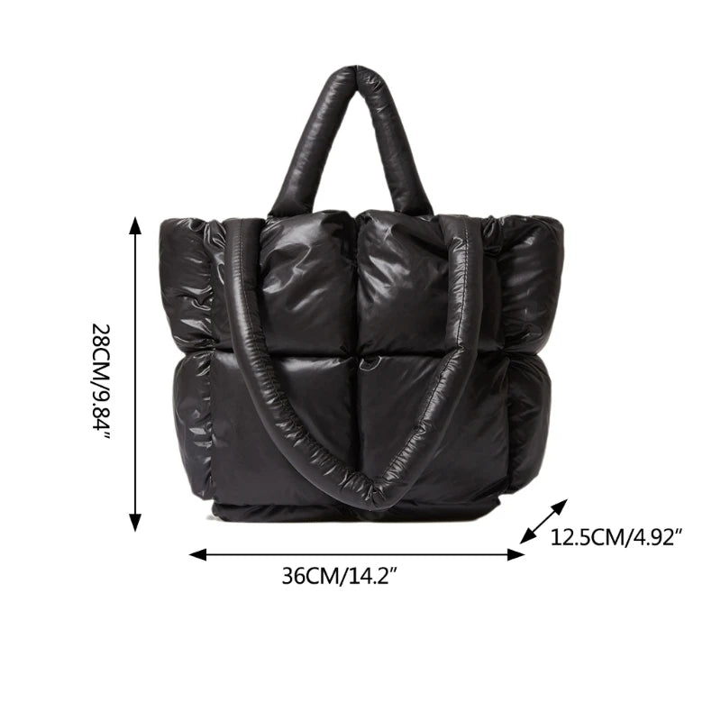Fashionable Puffer Cotton Padded Tote Purse for Women Shoulder Bag Fashionable and Comfortable Handbag
