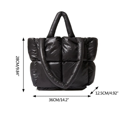 Fashionable Puffer Cotton Padded Tote Purse for Women Shoulder Bag Fashionable and Comfortable Handbag