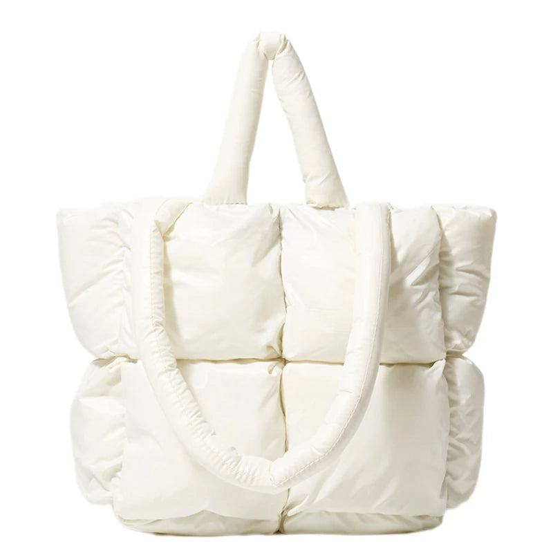 Fashionable Puffer Cotton Padded Tote Purse for Women Shoulder Bag Fashionable and Comfortable Handbag