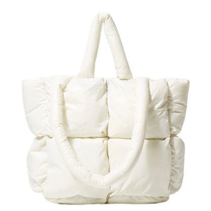 Fashionable Puffer Cotton Padded Tote Purse for Women Shoulder Bag Fashionable and Comfortable Handbag