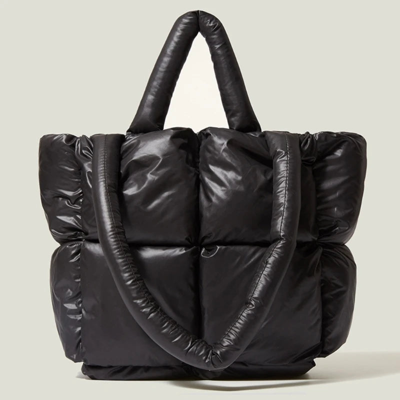 Fashionable Puffer Cotton Padded Tote Purse for Women Shoulder Bag Fashionable and Comfortable Handbag