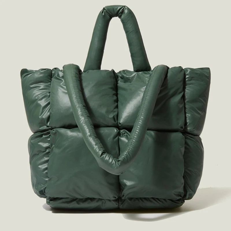 Fashionable Puffer Cotton Padded Tote Purse for Women Shoulder Bag Fashionable and Comfortable Handbag