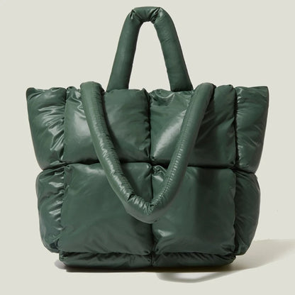 Fashionable Puffer Cotton Padded Tote Purse for Women Shoulder Bag Fashionable and Comfortable Handbag