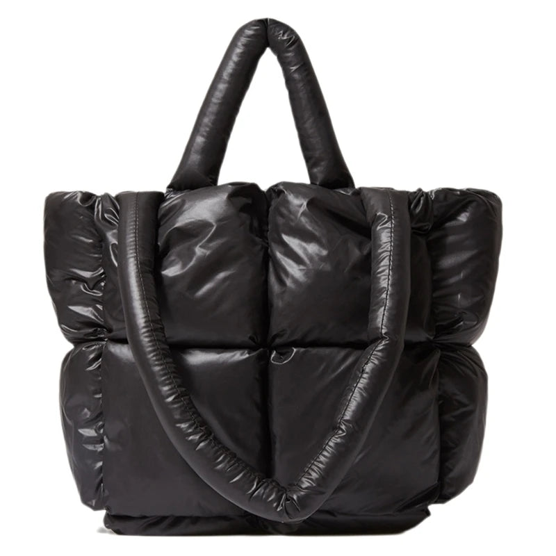 Fashionable Puffer Cotton Padded Tote Purse for Women Shoulder Bag Fashionable and Comfortable Handbag