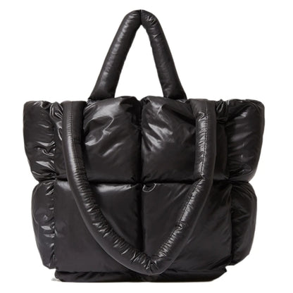 Fashionable Puffer Cotton Padded Tote Purse for Women Shoulder Bag Fashionable and Comfortable Handbag