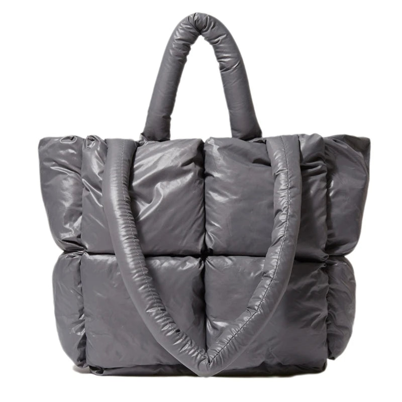Fashionable Puffer Cotton Padded Tote Purse for Women Shoulder Bag Fashionable and Comfortable Handbag
