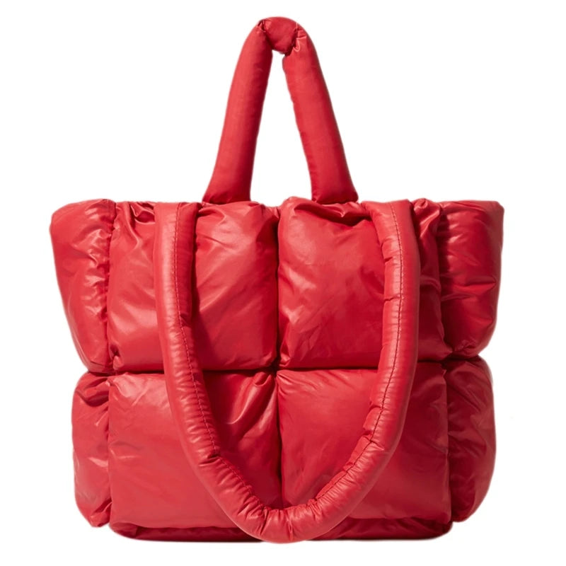 Fashionable Puffer Cotton Padded Tote Purse for Women Shoulder Bag Fashionable and Comfortable Handbag